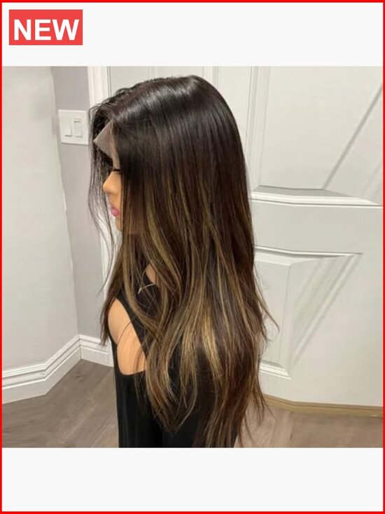 Sliky Straight 13x4 HD Lace Front Human Hair Wig with Bleached Knots Brazilian main image 5